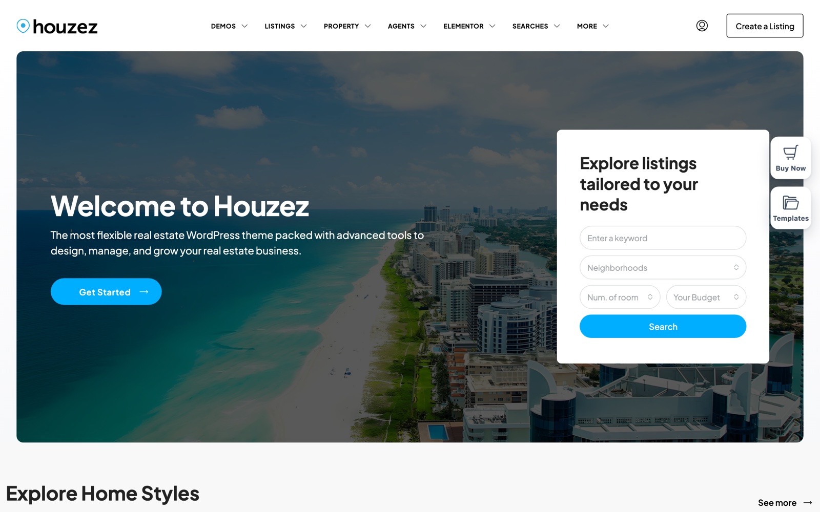 Houzez 데모 화면
