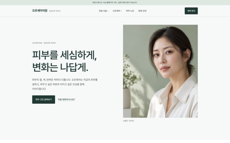 피부과 홈페이지 템플릿 제작기 | 고민에서 시작하는 템플릿 오르세아