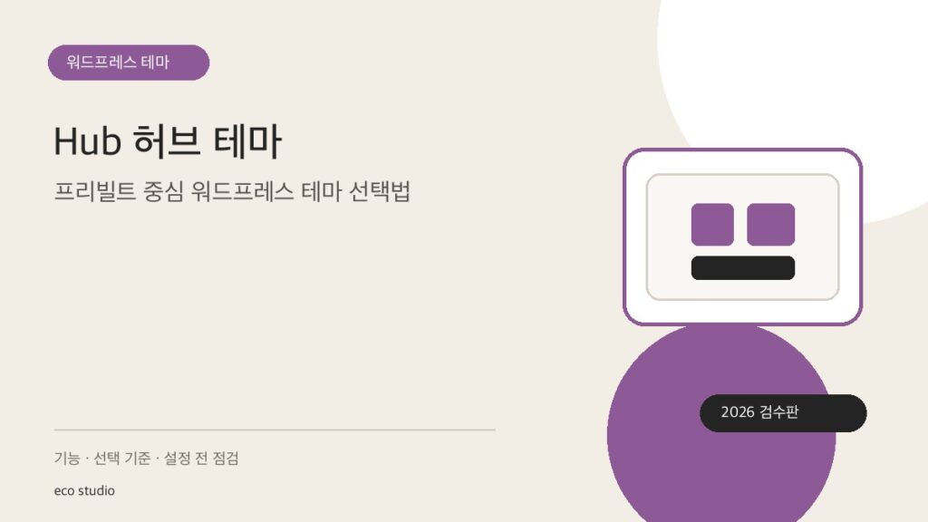 Hub 허브 테마: 프리빌트 중심 워드프레스 테마 선택법
