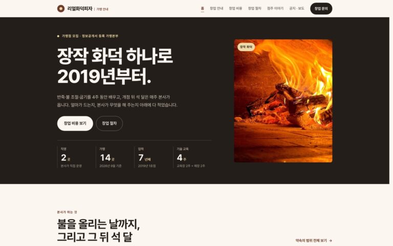 피자 프랜차이즈 홈페이지 제작기: 지원 범위와 창업 비용을 함께 읽는 리얼화덕피자